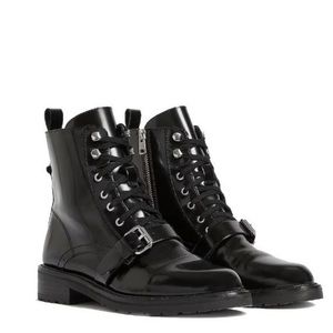 New All Saints Donita leather cargo combat boots size 9